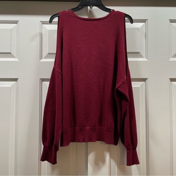 Maroon Cold-Shoulder Sweater Size L - Picture 8 of 9